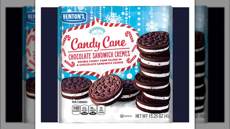 Candy cane sandwich cremes