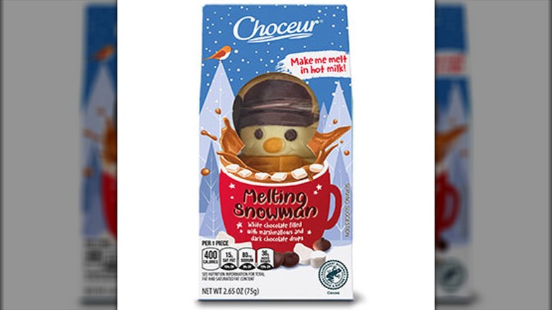 Hot cocoa melting chocolate snowman