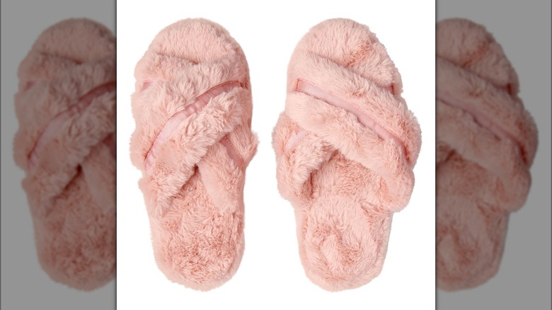 Pink fluffy slippers