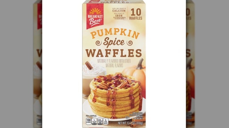 Box of pumpkin spice waffle mix