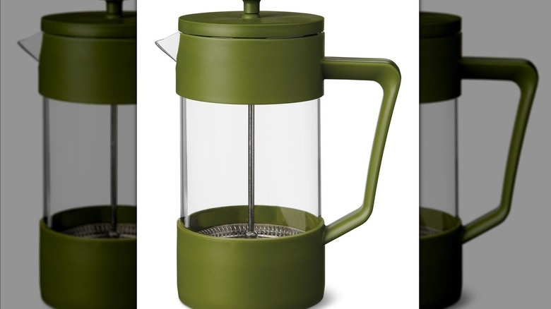 green accented glass French press