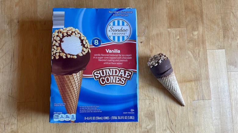 chocolate coated ice cream cone
