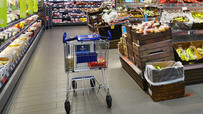 Aldi cart inside store