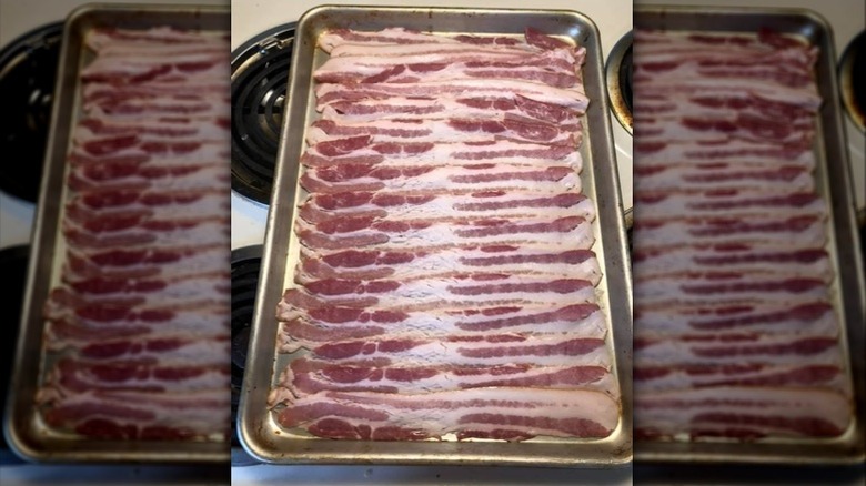 Bacon on baking tray