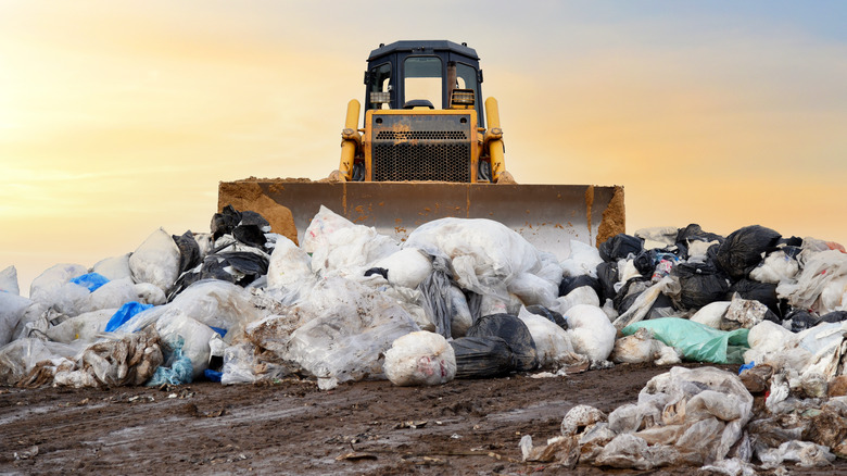 Plastic bags in landfill