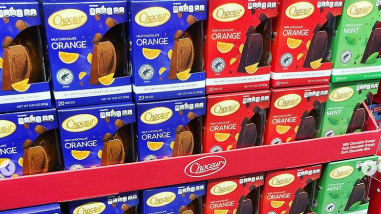 Aldi chocolate oranges on shelf