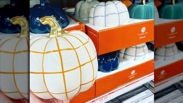 Decorative ceramic pumpkins for sale at Aldi