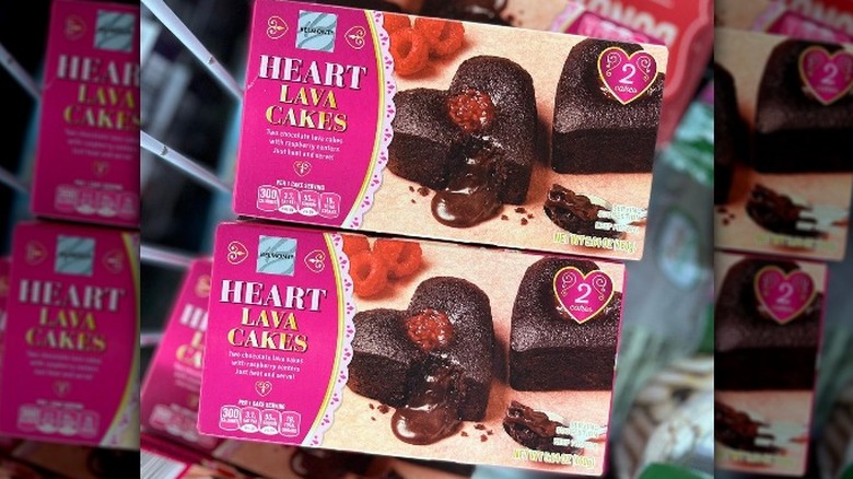 Two packages of Aldi's Heart Lava Cakes