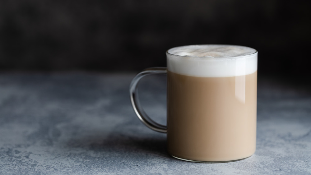 Chai latte on darker background