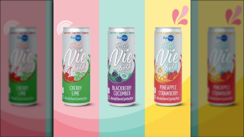 Cans of Aldi fruit sparkling waters