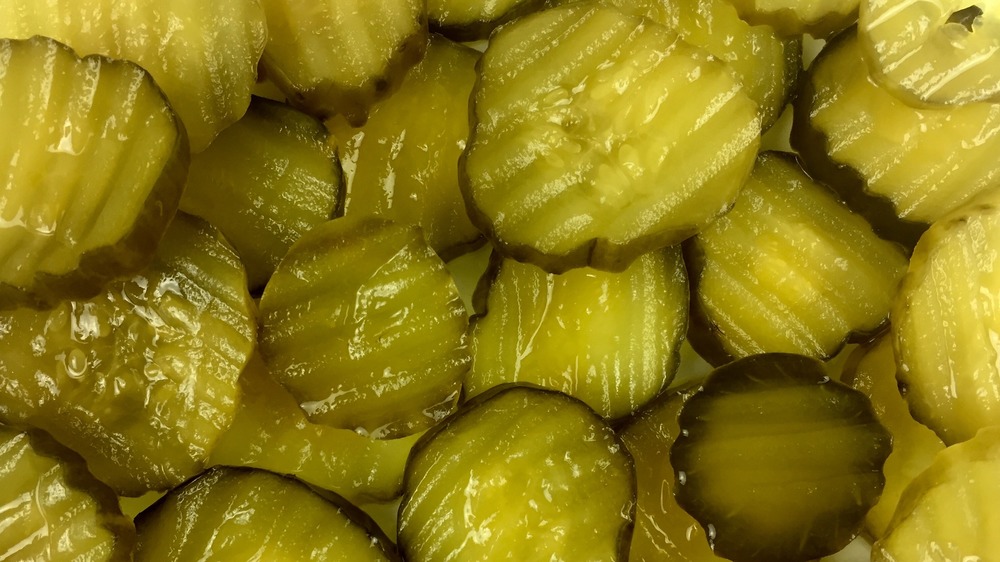 Green pickle slices