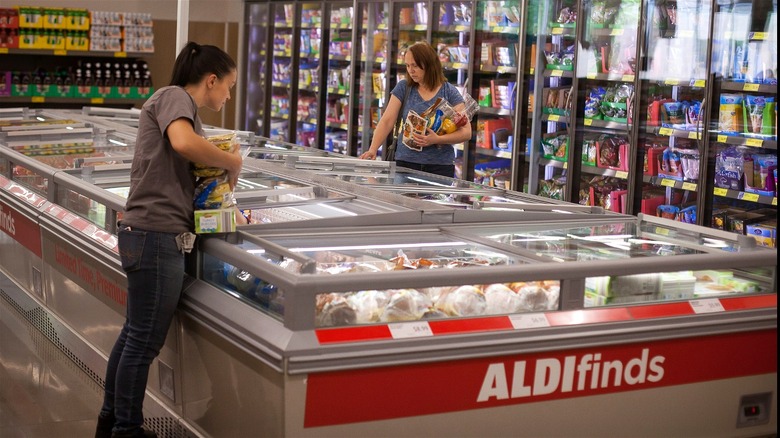 Aldi shoppers in the frozen section