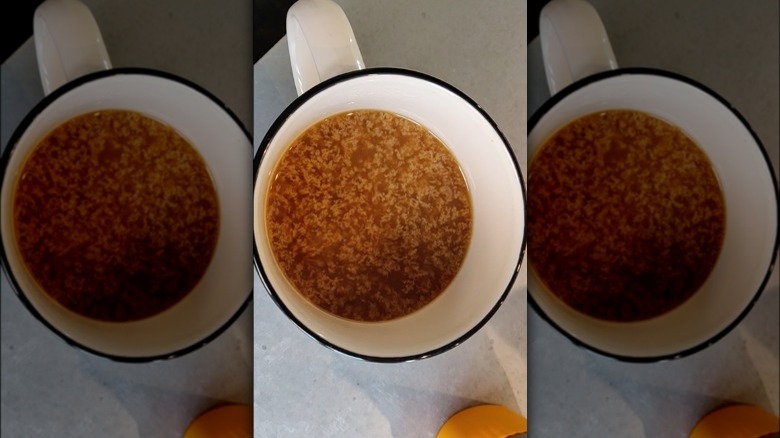 Curdled almond milk in coffee