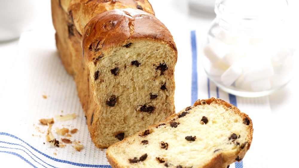 Sliced chocolate chip brioche