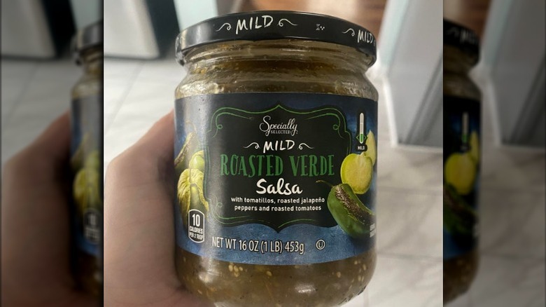 Jar of Aldi salsa verde