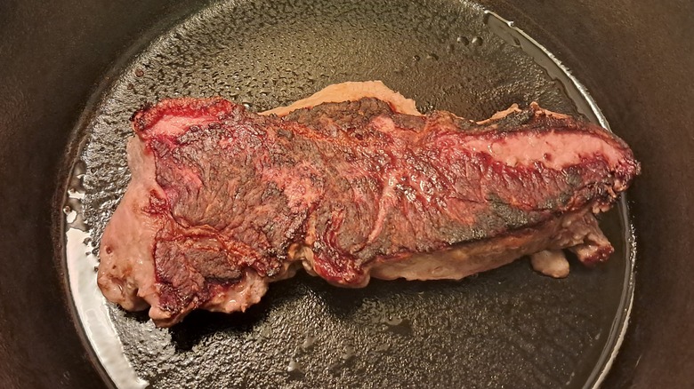 Strip steak in cast iron