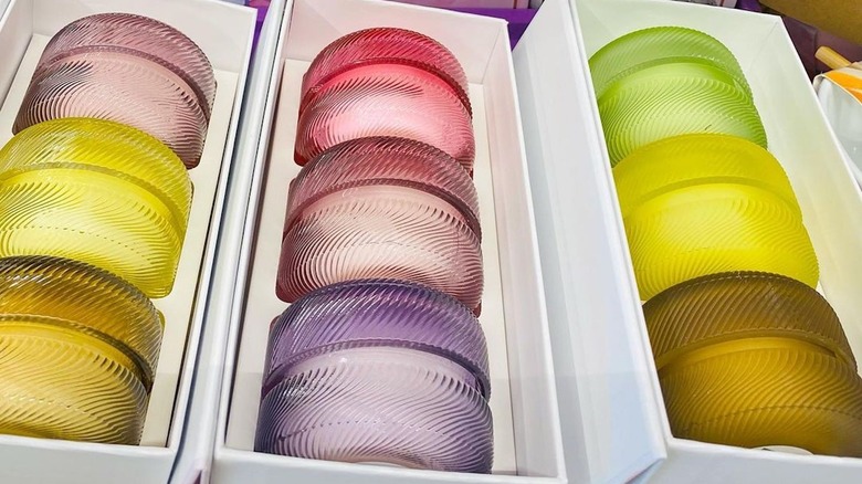 Open box of Aldi macaron candles