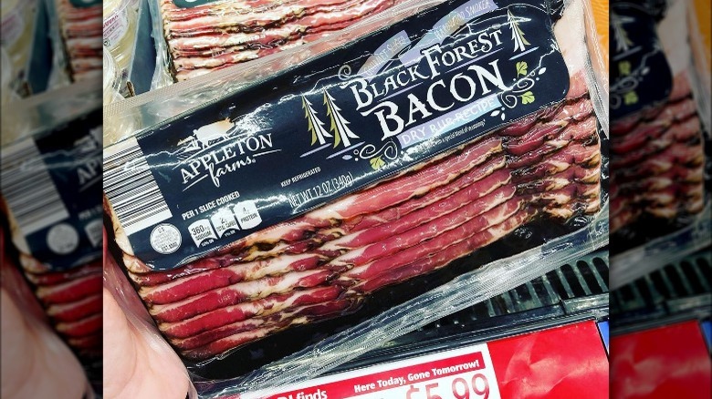 A close-up of Aldi's black forest bacon