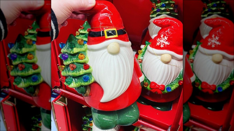 Person holding Santa gnome at Aldi