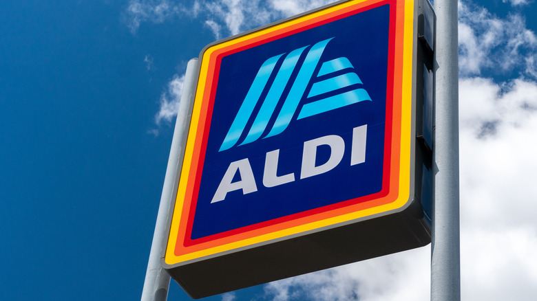 Close-up of an Aldi sign