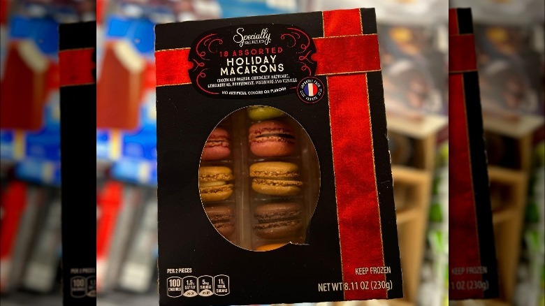 box of Specially Selected holiday macarons