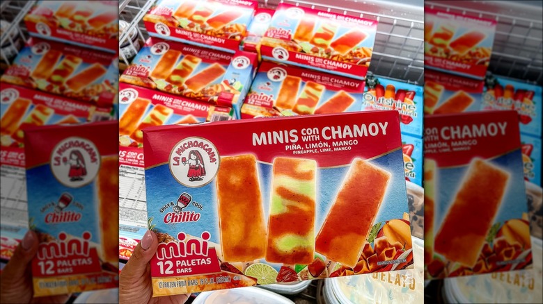 Box of La Michoacana Minis with Chamoy popsicles