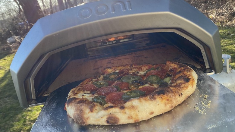 Ooni pizza oven with Aldi pizza