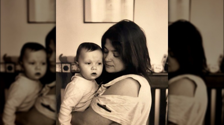 Alex Guarnaschelli holding baby Ava