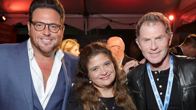 Scott Conant, Alex Guarnaschelli, and Bobby Flay smiling