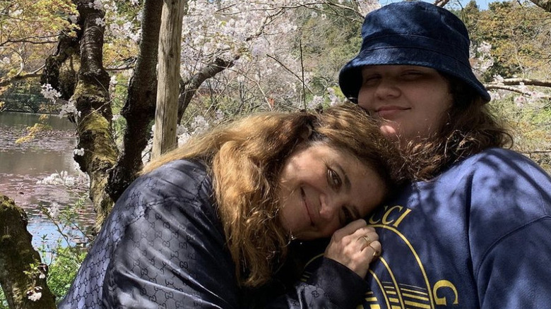 Alex Guarnaschelli and daughter Ava cooking outside