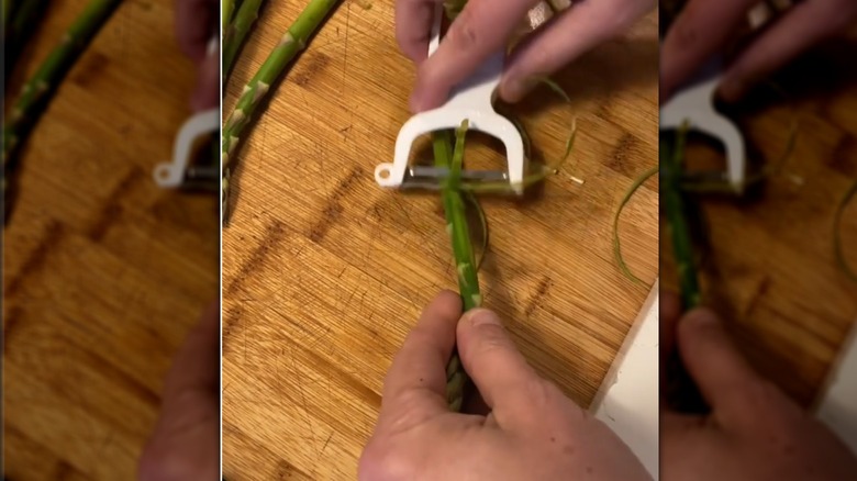 Peeling asparagus