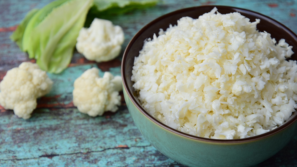 Cauliflower rice in a bowl