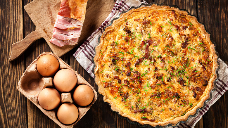 quiche Lorraine with eggs and ham