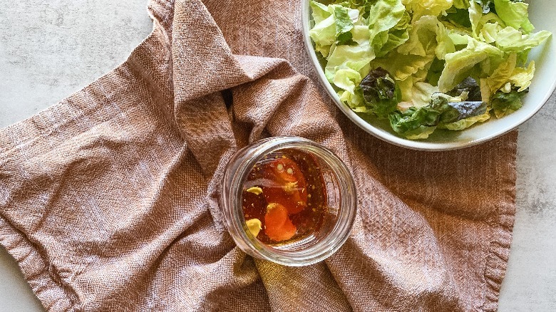 jar of red wine vinaigrette