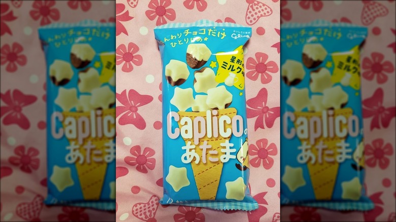 caplico chocolate on pink background