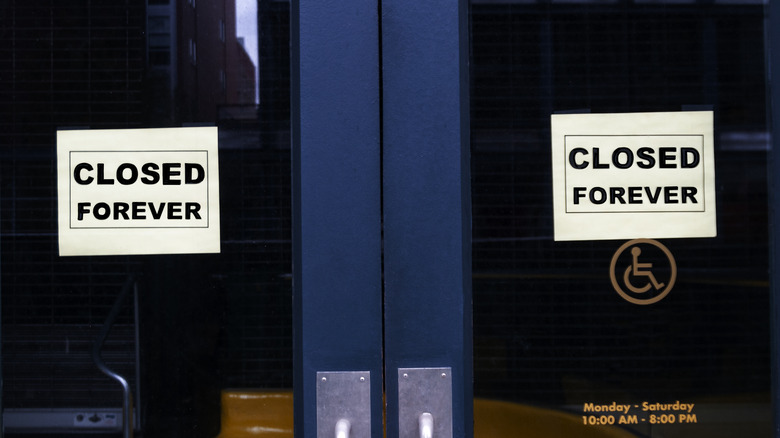 closed forever signs on door