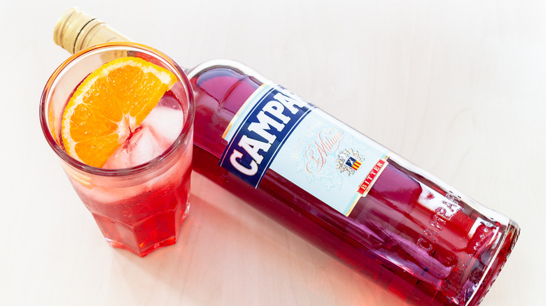 bottle and glass of Campari
