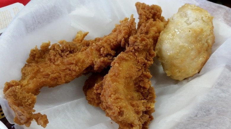 Church's Honey-Butter Biscuit Tenders and a biscuit