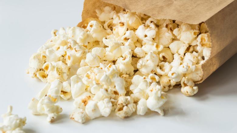 popcorn in brown bag