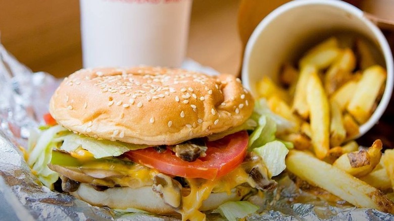 veggie stuffed sandwich with fries