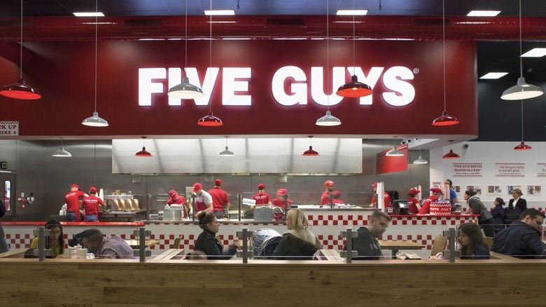 inside five guys dining room