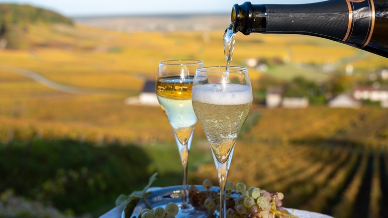 French wine overlooking countryside