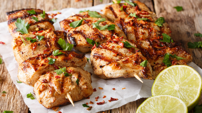 Sumac chicken skewers with lime