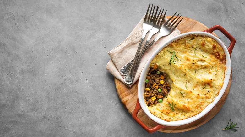 casserole dish of cottage pie