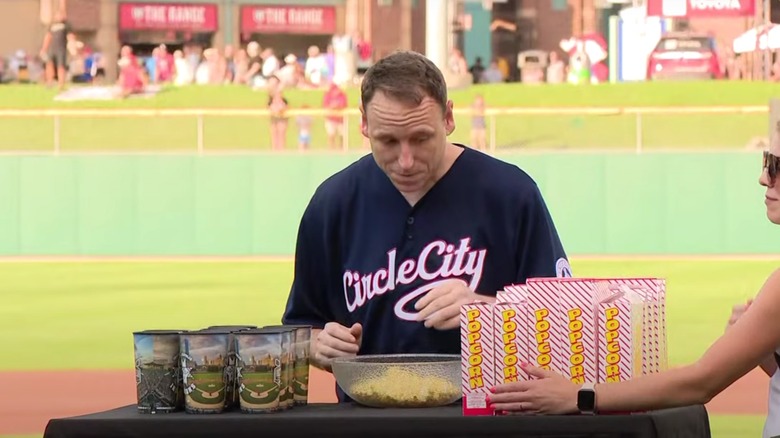 Joey Chestnut and popcorn