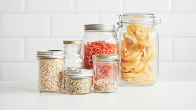 Jars of grains and pastas