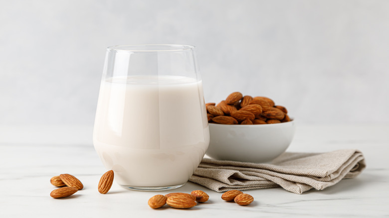 Glass of almond milk