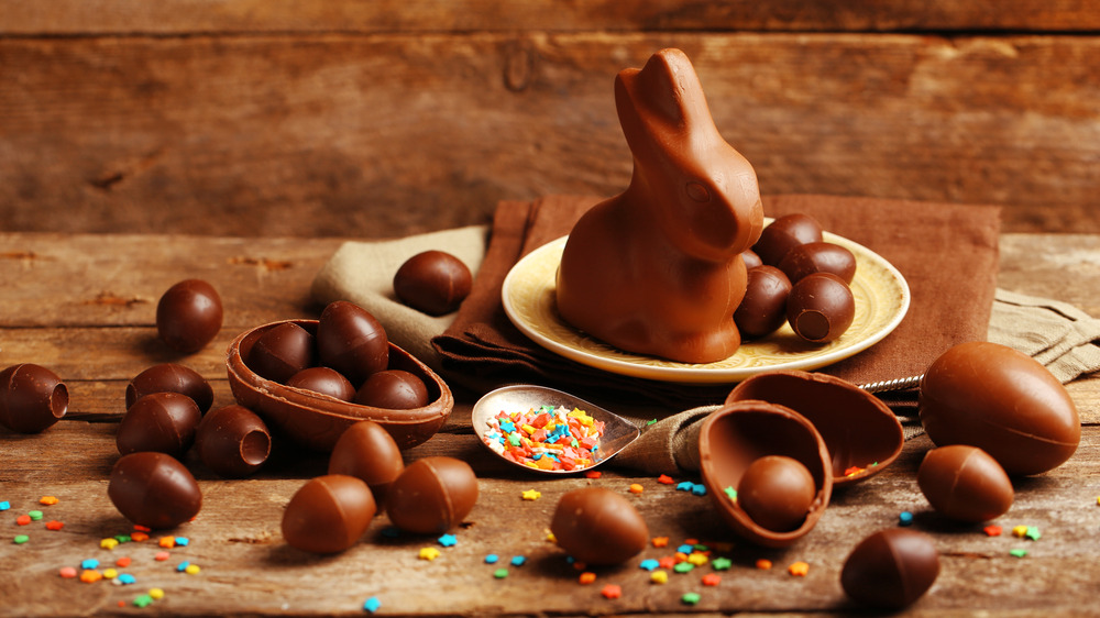 Egg and bunny-shaped chocolates