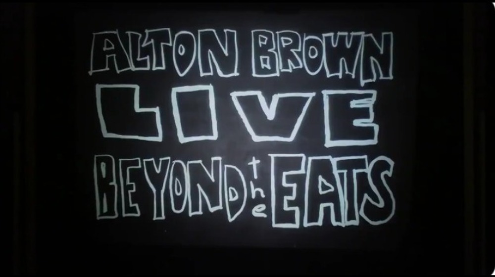 Alton Brown Live chalkboard sign