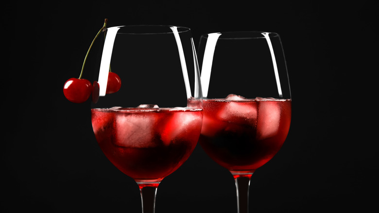 Two glasses of wine with ice